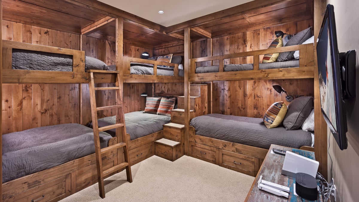 Bunk bedroom with two full-over-full bunks and one XL Twin-over-XL Twin bunk - Image 19
