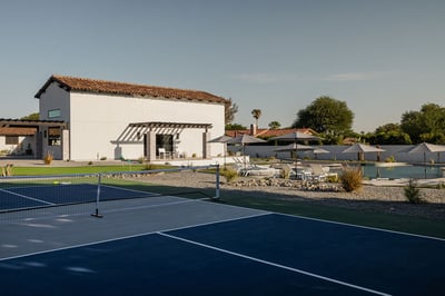 Challenge friends to a game on the pickleball court and putting green
