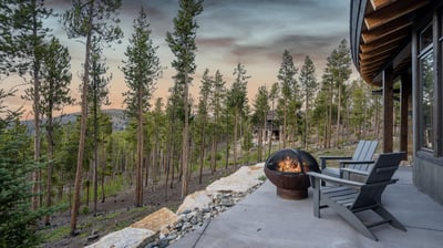Fire pit seating on lower patio