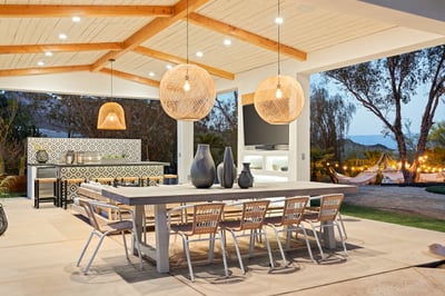 Outdoor kitchen complete with a large screen TV so you never miss out on the action
