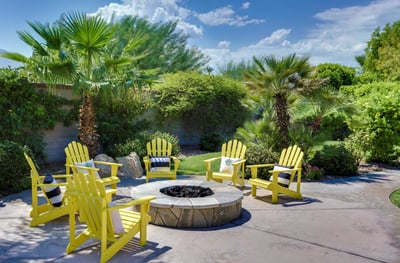 Outdoor fire pit with seating for 6