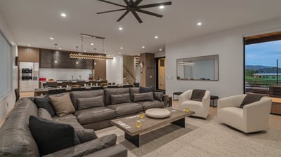 Great room looking toward dining area and kitchen