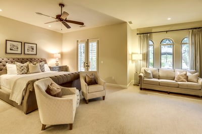 Primary bedroom with queen sleeper sofa