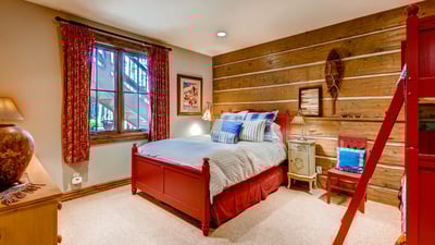 Queen room with twin bunk, hall bath_lower level