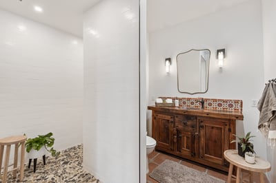 This bedroom shares a full bathroom with Coachella and Main Stage.