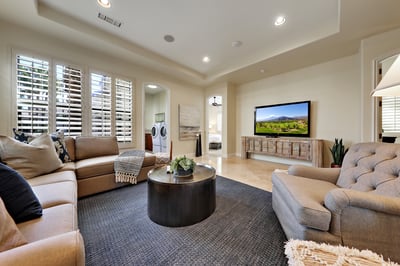 Media Den with full sleeper sofa and large TV