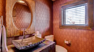 Lower level powder room