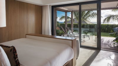 Bedroom 5: A king size bed, air conditioning, safe, dressing room. Ensuite bathroom with indoor Ital