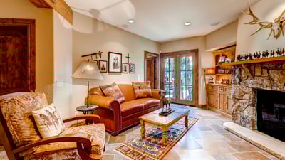 Lower level family room with fireplace
