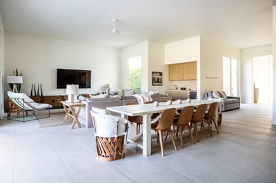 Large open-concept living and dining room.