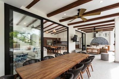 - Entertain with ease at the spacious outdoor dining table for ten guests
- Floor to ceiling glass d