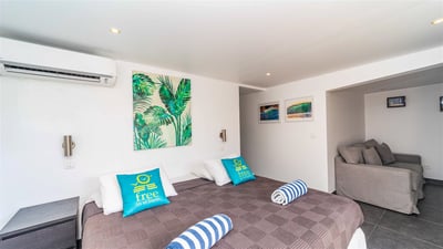 Bedroom 4: On the lower level. King size bed, air conditioning, HD-TV, Apple TV, dressing room, prog