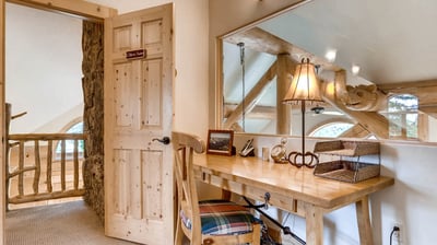 Study in primary suite, overlooks great room