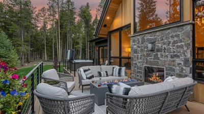 Relax on the main level deck with plenty of seating and a gas fireplace!