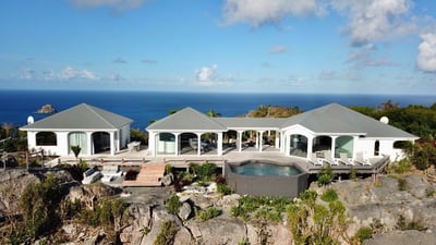 Drone: Aerial views of the villa and environment. 
