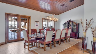 Dining area with patio and hot tub access