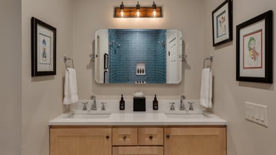 Shared bathroom on lower level