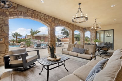 Covered outdoor seating to escape from the desert heat