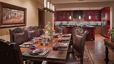 Dining area with handcrafted table
