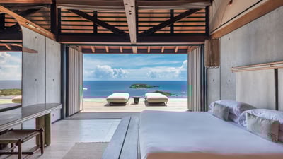 Bedroom 4: Located in the main villa. King size bed, air conditioning, dressing room, programmable s