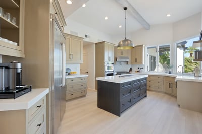 The brand-new kitchen features Viking appliances, a large prep island and is fully stocked with all 