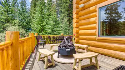 Gas fireplace on deck