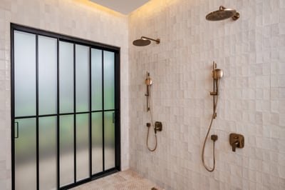 Beige Primary Suite 1 (Main House): Ensuite Bathroom • Double Shower