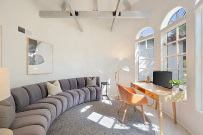 Private office with incredible views and an integrated DTEN All-in-One Zoom Room with an oversized s