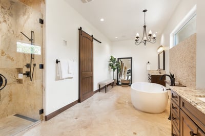 Primary en-suite with oversized soaking tub and large walk-in shower