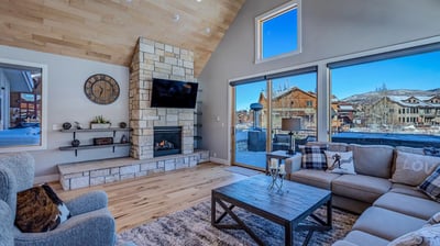 Great room with fireplace