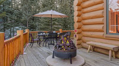 Main level deck with gas fire pit and seating