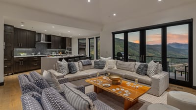 Great room looking into kitchen with lots of natural light