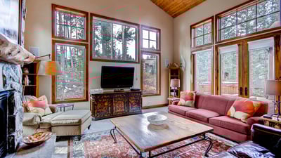 Great room with TV and lots of natural light