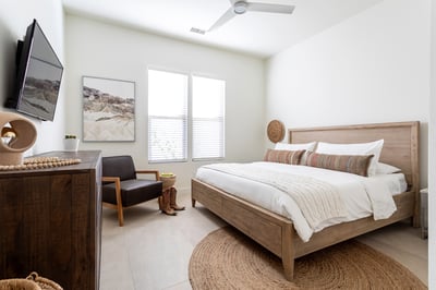 Reposado (larger size bedroom, main house): king bed, smart TV, dresser