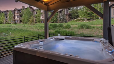 Large hottub on the back deck between main and upper levels