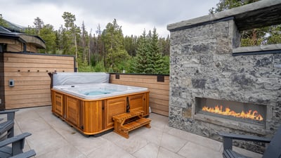 Private hot tub and outdoor gas fireplace