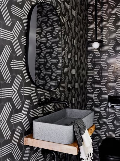 Gorgeous half-bath right off the kitchen.