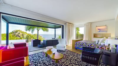 Bedroom 3: Located in the Guest&nbsp;house on the main level. Euro-King&nbsp;size bed, air condition