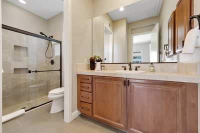 Casita bathroom with walk-in shower.