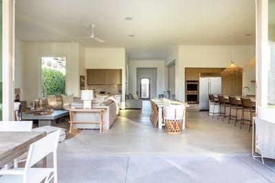 Slide back the floor to ceiling glass doors for a true indoor/outdoor feeling!