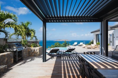 Dining Area: Outdoor dining table for 8 people on the covered terrace. 