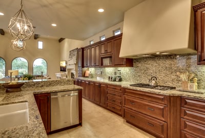 Chefs kitchen with stainless steel appliances