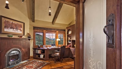 Beautiful private office with fireplace, upper level
