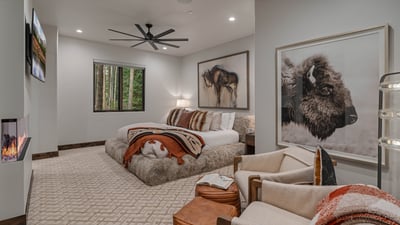 King suite 1 on lower level with gas fireplace