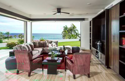 A second living area can also be found in the villa with the same picturesque views
