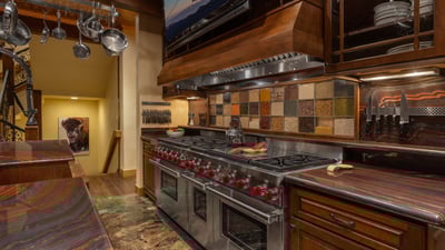 Wolf range with 3 ovens and 10 burners