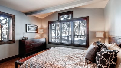 Queen room on lower level, shares hall bath