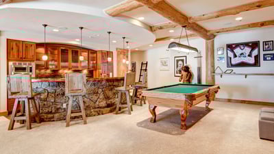 Family room with billiards, wet bar