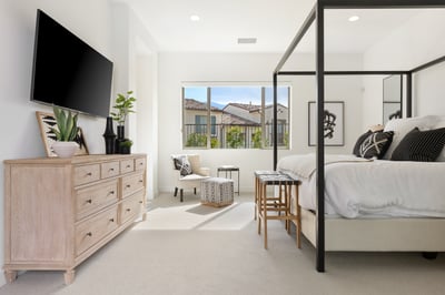 Primary suite with king bed and direct access to the patio