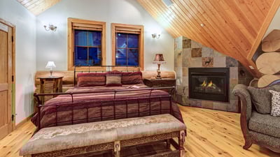 Primary suite on upper level